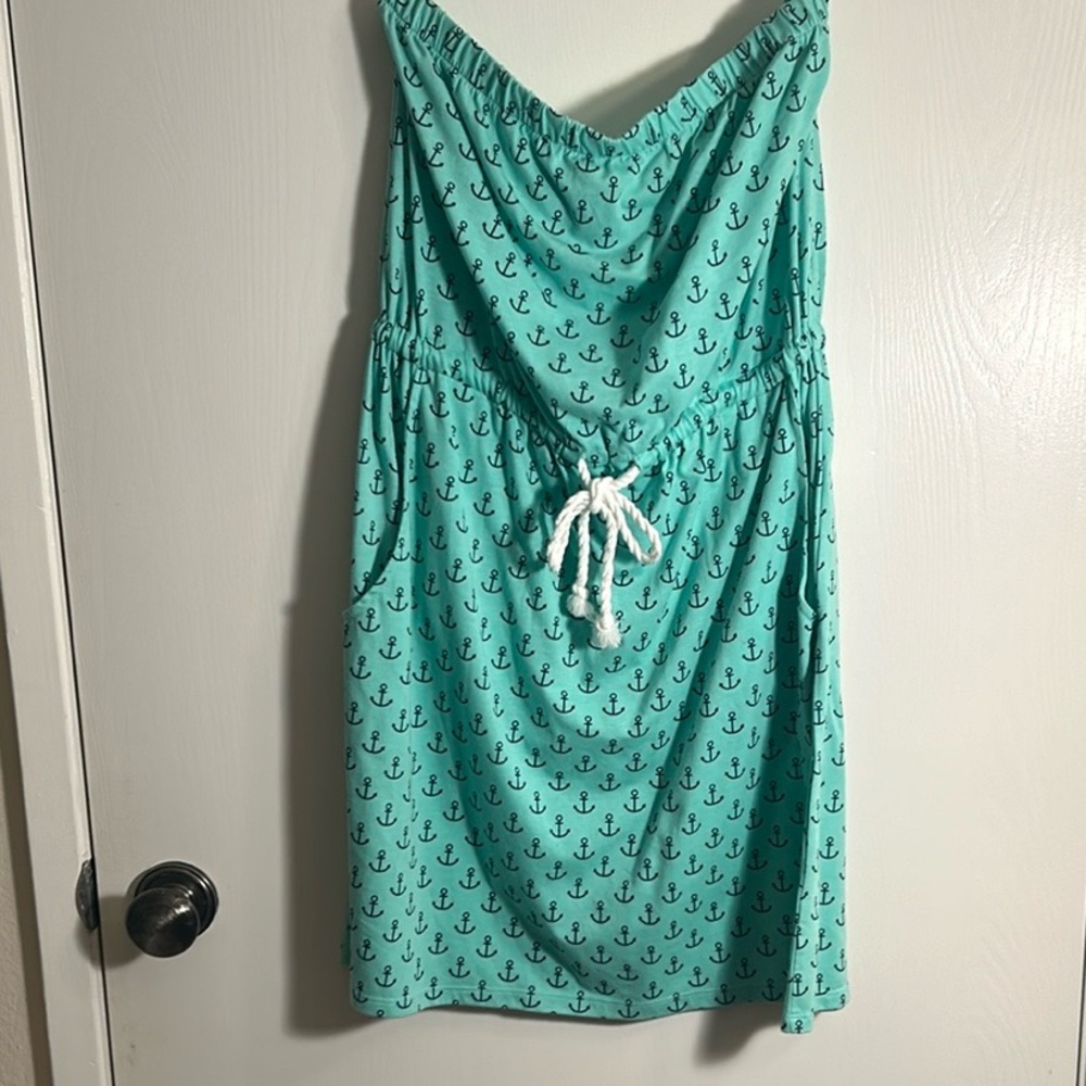Southern Breeze Tube Top Anchor Print Dress Size Large